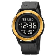 SKMEI 2047 Orologio da polso digitale sportivo impermeabile da uomo multifunzionale 50M (oro + nero)