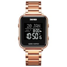 SKMEI 2064 Orologio da polso digitale luminoso con bussola per culto musulmano multifunzionale (oro rosa + nero)