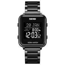 SKMEI 2064 Orologio da polso digitale luminoso con bussola per culto musulmano multifunzionale (nero + nero)