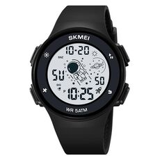 SKMEI 2068 Orologio da polso digitale sportivo nottilucente impermeabile da uomo multifunzionale 50M (nero bianco)