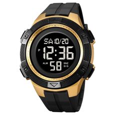 SKMEI 2078 Orologio da polso digitale moda sportiva impermeabile multifunzionale da uomo 50M (oro nero)