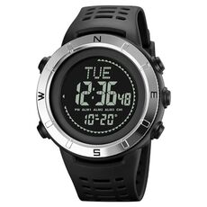 Shimei 2096 Orologio da polso digitale nottilucente con bussola impermeabile multifunzionale da uomo 50M (argento)