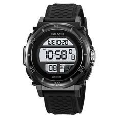 SKMEI 2099 Orologio da polso digitale luminoso impermeabile da uomo multifunzionale da esterno 50M (nero + bianco)