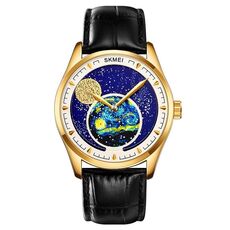 SKMEI 2115 Orologio al quarzo multifunzionale da uomo impermeabile 30M con fasi lunari (oro)