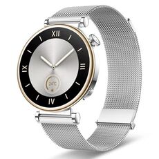 Per Huawei Watch GT 4 41mm Milan Dual Mmagnetic cinturino in maglia di acciaio (argento)