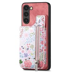 Custodia per telefono posteriore con cerniera dipinta per Samsung Galaxy S23+ 5G (rosa)