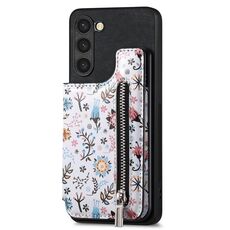 Per Samsung Galaxy S23+ 5G Custodia per telefono con retro con cerniera verniciata retrò (nera)