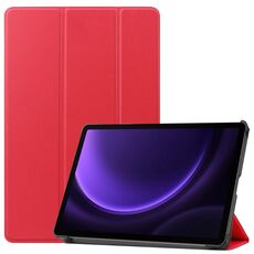 Custodia per tablet in pelle Smart Custer Pure Color con supporto a 3 pieghe per Samsung Galaxy Tab S9 FE(Rosso)