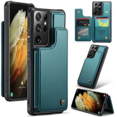 Per Samsung Galaxy S21 Ultra 5G CaseMe C22 Porta slot per schede Custodia per telefono antifurto RFID (blu verde)