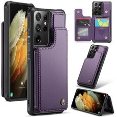 Custodia per telefono antifurto RFID per slot per schede CaseMe C22 per Samsung Galaxy S21 Ultra 5G (viola)