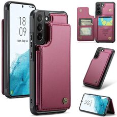 Custodia per telefono antifurto RFID per slot per schede CaseMe C22 per Samsung Galaxy S22 5G (vino rosso)
