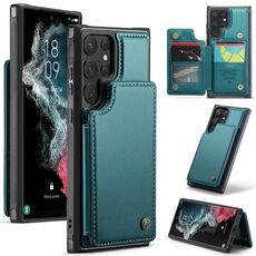 Per Samsung Galaxy S22 Ultra 5G CaseMe C22 Slot per schede Custodia per telefono antifurto RFID (blu verde)