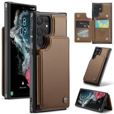 Per Samsung Galaxy S22 Ultra 5G CaseMe C22 Porta slot per schede Custodia per telefono antifurto RFID (marrone)