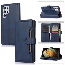 Custodia per telefono in pelle con slot per schede per Samsung Galaxy S21 Ultra 5G (blu)