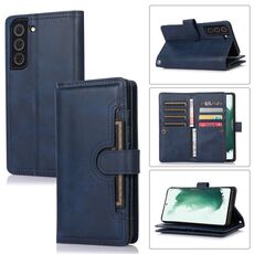 Custodia in pelle per telefono con slot per scheda Samsung Galaxy S22 5G (blu)