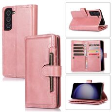 Custodia in pelle per telefono con slot per scheda Samsung Galaxy S23 5G (oro rosa)