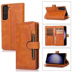 Custodia in pelle per telefono con slot per scheda Samsung Galaxy S23+ 5G (marrone)