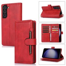Custodia in pelle per telefono con slot per scheda Samsung Galaxy S23+ 5G (rossa)