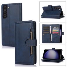 Custodia in pelle per telefono con slot per scheda Samsung Galaxy S23+ 5G (blu)