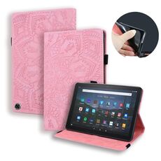 Custodia per tablet in pelle goffrata con texture di vitello per Amazon Kindle Fire Max 11 2023 (rosa)