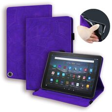 Custodia per tablet in pelle goffrata con texture di vitello per Amazon Kindle Fire Max 11 2023 (viola)