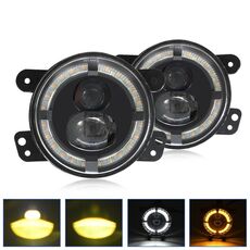Per Jeep Wrangler JK 2 porte 2007-2015 Y4 4 pollici 1 paio IP68 guida luminosa impermeabile fendinebbia a doppia lente (giallo bianco)