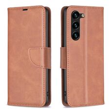 Per Samsung Galaxy S24+ 5G Custodia in pelle di agnello con texture in puro colore Flip (marrone)