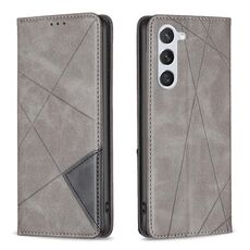 Custodia per telefono in pelle magnetica con texture romboidale per Samsung Galaxy S24 5G (grigio)