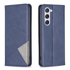 Custodia per telefono in pelle magnetica con texture romboidale per Samsung Galaxy S24 5G (blu)