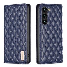 Per Samsung Galaxy S24+ 5G Custodia magnetica in pelle con reticolo di diamanti (blu)