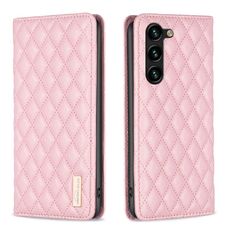 Per Samsung Galaxy S24+ 5G Custodia magnetica in pelle con reticolo di diamanti (rosa)