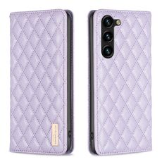 Per Samsung Galaxy S24+ 5G Custodia magnetica in pelle con reticolo diamantato (viola)