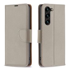 Per Samsung Galaxy S24+ 5G Custodia per cellulare in pelle flip in puro colore Litchi Texture (grigio)