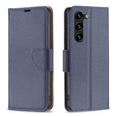 Per Samsung Galaxy S24+ 5G Custodia per telefono in pelle con texture Litchi in puro colore (blu)