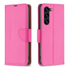 Custodia per telefono in pelle flip in puro colore Litchi Texture per Samsung Galaxy S24+ 5G (rosa rosso)