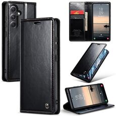 Per Samsung Galaxy S23 FE CaseMe-003 Custodia in pelle PU + PC stile business Crazy Horse Texture (nera)
