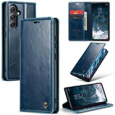 Per Samsung Galaxy S23 FE CaseMe-003 Custodia in pelle PU + PC stile business Crazy Horse Texture (blu verde)