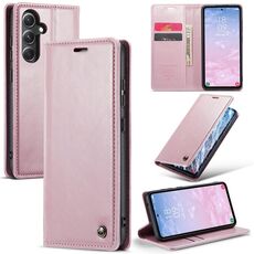 Per Samsung Galaxy S23 FE CaseMe-003 PU + PC Custodia per telefono in pelle stile business Crazy Horse Texture (rosa)