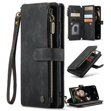 Per Samsung Galaxy S23 FE CaseMe C30 Slot per schede multifunzionali Custodia in pelle per telefono con cerniera (Nero)