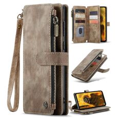 Per Samsung Galaxy S23 FE CaseMe C30 Slot per schede multifunzionali Custodia in pelle per telefono con cerniera (marrone)
