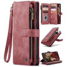 Per Samsung Galaxy S23 FE CaseMe C30 Slot per schede multifunzionali Custodia in pelle per telefono con cerniera(Rosso)