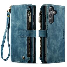 Per Samsung Galaxy S23 FE CaseMe C30 Slot per schede multifunzionali Custodia in pelle per telefono con cerniera (blu)