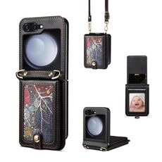 Per Samsung Galaxy Z Flip5 ESEBLE Star Series Custodia per cordino con slot per scheda (Nero)
