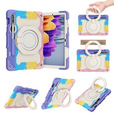 Custodia per tablet in silicone con supporto ad anello rotante portatile per Samsung Galaxy Tab S9 Armor (colorato rosa)