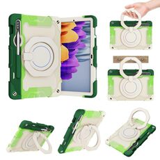 Custodia per tablet in silicone con supporto ad anello rotante portatile per Samsung Galaxy Tab S9 Armor (verde colorato)