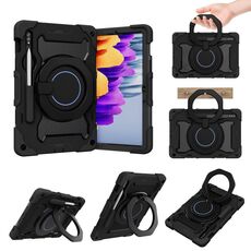 Custodia per tablet in silicone con supporto ad anello rotante portatile per Samsung Galaxy Tab S9 Armor (nero)