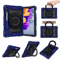Custodia per tablet in silicone con supporto ad anello rotante portatile per Samsung Galaxy Tab S9 Armor (blu navy)
