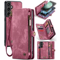 Per Samsung Galaxy S23 FE CaseMe 008 Custodia in pelle multifunzionale con cerniera per telefono a portafoglio (rossa)