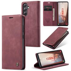 Per Samsung Galaxy S23 FE CaseMe 013 Custodia per telefono in pelle con vibrazione orizzontale multifunzionale (vino rosso)
