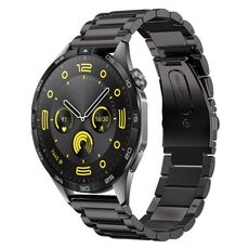 Per Huawei Watch GT4 46mm cinturino in metallo con tre perline in acciaio inossidabile (nero)